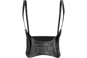 LEACOOLKEY Moda damska sztuczna skóra pasek w talii steampunk gorset pod biustem na Halloween sukienka