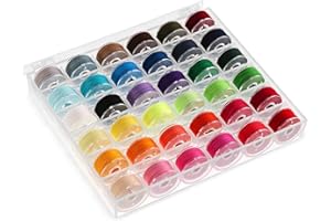 ZEACCT 36 Piezas Hilo de Bobina de la Máquina de Coser con Estuche, Bobinas y Hilo de Coser, Bobinas Surtidas Hilo de Coser, Hilos de Coser de Poliéster para Costura, Plásticos Transparente Canillas Carretes