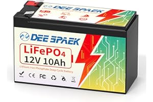 DEESPAEK Batería Litio LiFePO4 12V 10Ah,12V Recargable 4000+ Batería de Ciclo Profundo,BMS incorporado con célula de grado A para Solar，Buscador de peces，Cortadora de césped，juguetes de equitación