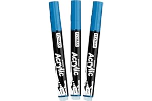 FLYMAX Pennarelli Paint Marker Blu brillante 2,5 mm – Pennarelli Permanenti Blu brillante Acrilici Marker Permanent Pen Acrylic, Media, Indelebili, Asciugatura rapida (confezione da 3)