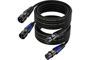 BEITSZ Cavo XLR Bilanciato Microfono Professionale, 2 Pacchi per Maschio a Femmina, per Registratore da Studio, Mixer, Sistema di Altoparlanti, Alimentazione Phantom (5M)