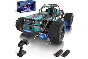 Snookids Ferngesteuertes Auto 1:14, Rc Auto Offroad 40km/h 4WD RC Monstertruck mit Farbiges Licht, 2 Akku, 2.4-GHz All-Terrain Rennauto, Ferngesteuertes Auto für Erwachsene und Kinder