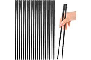 YTZJ DIRECT 10 Pairs Non-Slip Fiberglass Chopsticks Gift Set for Asian Dishes Sushi Rice Noodles Ramen Dumplings, Premium Reusable Lightweight Chop Sticks Dishwasher Safe Easy to Use, Black Sakura Patterns