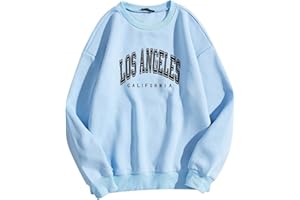 YTZL Los Angeles, felpa da donna senza cappuccio: a maniche lunghe, larga, oversize, felpa hip hop, maglione a maniche lunghe, vintage, con cappuccio, per adolescenti, abbigliamento Y2k