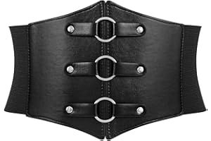 WERFORU Ceinture Corset Rétro pour Femmes - Ceinture Large Élastique pour Robes et Vêtements de fêtes - Cuir Ajustable Cinch
