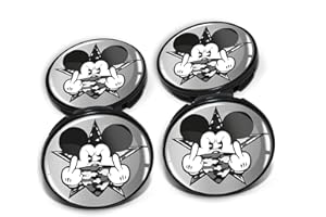 ‎FINEST FOLIA 4 x Nabendeckel 60mm Durchmesser Nabenkappen Felgendeckel Felgenaufkleber Gel Emblem Doming für Auto Felgen Kfz Tuning Zubehör Radnabenkappen DM006 (Nr. 16 Mickey Mouse Silver, Nabendeckel Set)