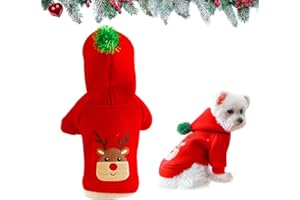 CRETVESTSAR Christmas Dog Hoodie Elk Pattern Fashion Pet Clothes Xmas Red Couple Hoodie Dog Gift Costume Winter Dogs Sweatshirt Apparel Pullover Dog Jumpsuit Coat for Chihuahua Poodle Bichon Pomeranian
