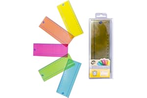 Pukka Pad Irlen Reading Rulers Designed to Help with Visual Processing – Pack of 5 with Pre-Printed Colour Rulers in Blue, Green, Orange, Red, and Yellow in Zipper Wallet – 19 x 7cm, 250um PET