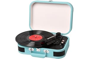 KIATURE Giradischi Vinile, Giradischi Vintage Vinile LP3 Velocità 33/45/78 RPM con Altoparlanti Stereo Integrati, Dotato di Entrate Bluetooth/AUX/RCA/USB/Jack cuffie, Lettore Vinili Support Trascrizione, Blu
