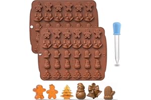 Gfamous 2pezzi Stampo natalizio per cioccolatini,Stampo per cioccolato di Natale,Stampi di cioccolato di Natale,per cioccolatini di Natale, muffin, caramelle, cupcake, fondente(Marrone) (Marrone)