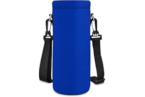 Piyycur Universal Bottle Holder with Adjustable Belt (500ml/750ml/1000ml) - Neoprene Thermal Bottle Case for Sports, School, Travel (Blu Notte, 1000ml(34oz))