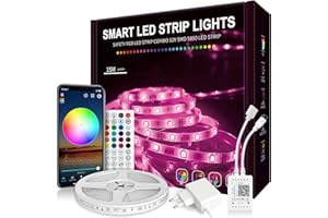 Nixtrve LED Strip 15m, LED Streifen 15m Selbstklebend mit Fernbedienung und App, LED Lichterkette LED Band Musik Sync LED Beleuchtung für Zimmer, Küche, Party