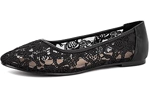 Greatonu Ballerine Donna Ballerine in Pizzo Scarpe Basse Comoda Ballerina Rotonda Slip-on in Pizzo