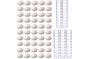 Briartw 100 pezzi, 50 mini schiume bombate per miscelazione di inchiostro e 50 barattoli rotondi impilabili, cuscinetti rotondi di ricambio in schiuma bombata per la realizzazione di biglietti,