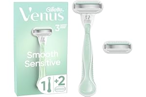 Gillette Venus Rasoir Pour Femmes Pro Smooth Sensitive Pour Peaux Sensibles, Manche Réutilisable Et 2 Cartouches De Recharge A 5 Lames, Bande Lubrifiante Avec Une Touche D’Aloe Vera, Rasage Doux
