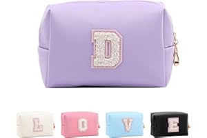 Anntry Bolsa de Maquillaje, Bolsa de Cosméticos Impermeable de Viaje, PU Cuero, Neceser de Baño, Bolsa De Aseo Y Almacenamiento para Mujer,Cosas Preppy para niñas Adolescentes (Letra A-Z)