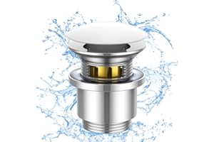 HOMELODY Korek do umywalki zestaw odpływowy z przelewem do ceramiki biały Ø 44-46 mm zawór Pop Up umywalka G 1-1/4 do umywalki