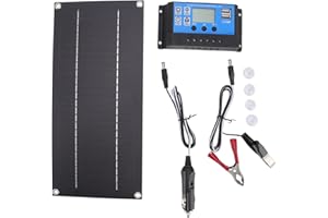 CUEI Kit de Panel Solar, Kit de Inicio de Panel Solar Portátil de 600 W 18 V con Panel Solar Monocristalino de 600 W + Controlador de Carga de 100 a 12 V 24 V para RV, Coche, Barco, Remolque, Marino