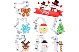 Faburo Lot de 7 Emporte-pièces de Noël en Acier Inoxydable Arbre de Noël Flocon de Neige et Autres Formes pour Décoration de Fondant Biscuit Cookie Pâtisserie
