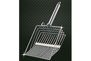 JUXINE Metal Cat Litter Scoop,Cat Litter Scoop,Stainless Handle Steel Cat Litter Shovel,Fecal Screening,Can Clean Small and Large Cat Litter,Easy to Place, Suitable for Cat Litter Pots