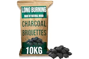 GARDENCO 10kg Bag of Premium BBQ Charcoal Briquettes, Hotter Longer Burning Constant High Temperature Barbecue Charcoal, Perfect for Outdoor Grills (1 x 10kg Bag)
