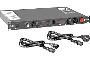 Adam Hall 19" Parts PCL 10 PRO - Régulateur de tension avec voltmètre et ampèremètre, afficheur et éclairage de rack