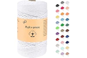 Uvolo 3mm x 200m Makramee Garn, Baumwollgarn, Macrame Kordel für Basteln, Pflanzenbügel-Bleichen
