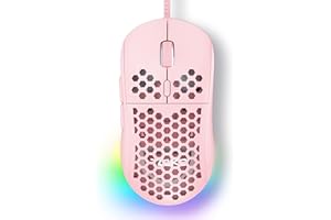 TMKB TECHNOLOGY MECHANICAL KEYBOARD TMKB M1SE Mouse Gaming,12800 DPI Mouse RGB Ergonomico con 6 Pulsanti Programmabili,Ultra Leggero per PC,Laptop-Rosa