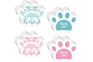 REMERABEL 3.54 x 3 inch Pet Grooming Appointment Reminder Cards 100 Pcs Paw Prints Shape Design Client Care of Dog Cat Pet Reminder Vet Office Appointment Supplies