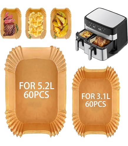 Lot De 100 Feuilles Papier Sulfurisé Pour Friteuse à Air - 50 Feuilles 5,2L + 50 Feuilles 3,1L - Compatible Philips, Tefal, Moulinex