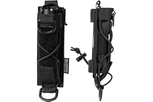 OneTigris Flashlight Holster Molle Flashlight Holder for Belt Tactical Pouch for Torch Linear Hand Tool with Open-top MOLLE Strap for Vertical & Horizontal Carrying (Black)