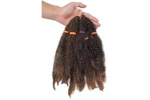 S-NOILITE 11" Afro Kinky Curly Braids cheveux synthétiques Marley Braid Jerry Curls Crochet Extensions de cheveux Tressage Cheveux 3 packs Mélange noir Café Marron