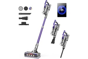 HONITURE Aspirateur Balai sans Fil, 450W/38 KPA Aspirateur sans Fil Puissant avec Écran OLED, 55 Mins, Brosse Anti-Emmêlement, Aromathérapie, Aspirateur Balai pour Poils d'animaux Tapis Voiture【S14】