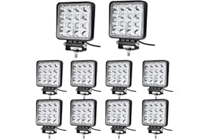 WELLIT 10 fari da lavoro a LED da 48 W, 12 V, 24 V, impermeabili, 6000 K, per trattore, camion, SUV, UTV, ATV