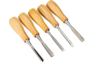 Rayher Schnitzwerkzeug Set, 5teilig, 14 cm, mit Holzgriff, zum Bearbeiten von Speckstein und Holz, 2723400