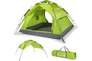 GURYON Camping Tent for 3-4 Person, Pop Up Dome Tent with Double Door, Lightweight Instant Family Tent for Outdoor Camping, Hiking, Backpacking, Festival