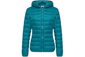 Wantdo Piumino Leggero Ripiegabile Giacca con Cappuccio Antivento Giubbotto Corto Slim Fit Capispalla da Montagna Caldo Invernale Donna