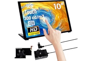 GeeekPi 10.1 inch Capacitive Touchscreen for Raspberry Pi, HDMI Monitor IPS 1280X800 LCD Display with Dual-Speaker for Raspberry Pi 5/4B/3B+/3B/B+, with Mount Hole to Install Raspberry Pi Board