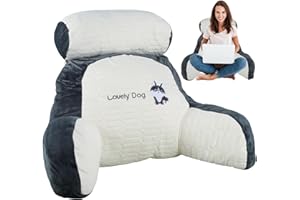 Jokapy Bed Reading Pillow, Comfortable Bed Reading Pillow, Backrest, Lumbar Cushion with Armrest, Removable Backrest Cushion for Reading and Relaxing (Hoarse, Emulsion (L))