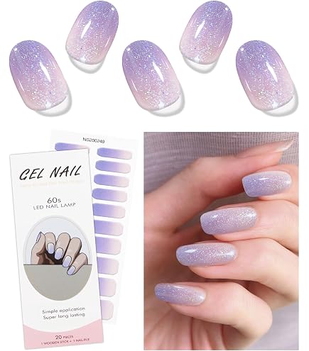 Nagelfolien-Set Glitzer Dunkelblau – Selbstklebend, UV-härtend, 20 Stück + Zubehör