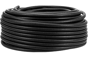 MUKCHAP 50M Flexible Corrugated Conduit Tube, 10mm ID x 13mm OD, Car Wire Protection Pipe Hose for Car Tubing/Trunking, Black