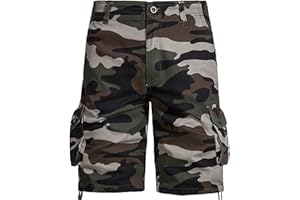 SUSENSTONE Hommes Cargo Shorts en Coton Camouflage Bermuda Pantacourt Casual Multi Poches Loisirs 1/2 Short Eté Hommes Short de Sport Court Pantalon De Plage Travail Vacances Randonnée Sécurité