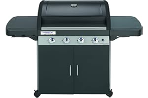 Campingaz Barbecue à gaz Class 4 LD Plus, 4 brûleurs, Puissance 12.8kW,Système de nettoyage facile InstaClean, grille et plancha en fonte double émaillage, 2 tablettes latérales