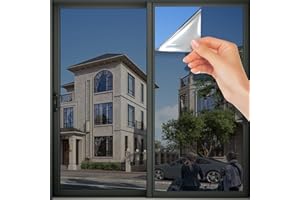 JOLIHOME Pellicola Specchio per Vetri Finestre Autoadesiva 44x200cm Riflettente Monodirezional 99% Anti-UV Controllo del Calore per Ufficio Camera e Casa
