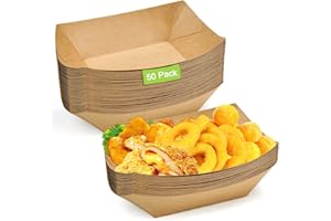 Huucozn Pommes Schalen 50 Stück Fingerfood-Schiffchen Kraftkarton Schalen Currywurst Schale Pommesschalen Einweggeschirr Pappschalen für Fingerfood Currywurst Pommes Sushi, 16,7 x 12 x 4cm