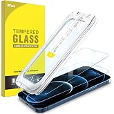 JETech Screen Protector for iPhone 12 Pro Max, Pack of 2 | Easy Installation, Auto Alignment Frame, HD Clear, Tempered Glass,