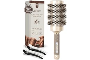 ‎AIMIKE AIMIKE Grosse Rundbürste zum Föhnen für Lange Haare,Rundbürste Groß mit Wildschweinborsten und Rutschfestem Griff, Haarbürste Rund für das Trocknen der Haare, Glätte, Volumen und zum Glänzen-53MM