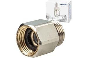 tecuro Rückflussverhinderer 3/8 Zoll AG x 3/8 Zoll, eigensicher mit Dichtung, Rückfluss-Schutz - Messing vernickelt