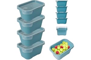 Mypicompany. Tapers para comida hermetico, 4 Piezas de 750 ml. Envases para alimentos aptos para Microondas y Lavavajillas. Taper Plastico Color Azul.