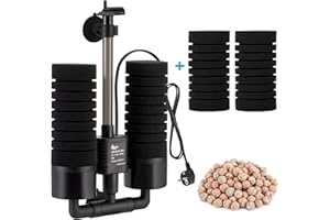 AQQA filtr gąbkowy do akwarium, elektryczny filtr do akwarium, cichy filtr zanurzeniowy, podwójny filtr gąbkowy do filtracji biologicznej i mechanicznej (S)